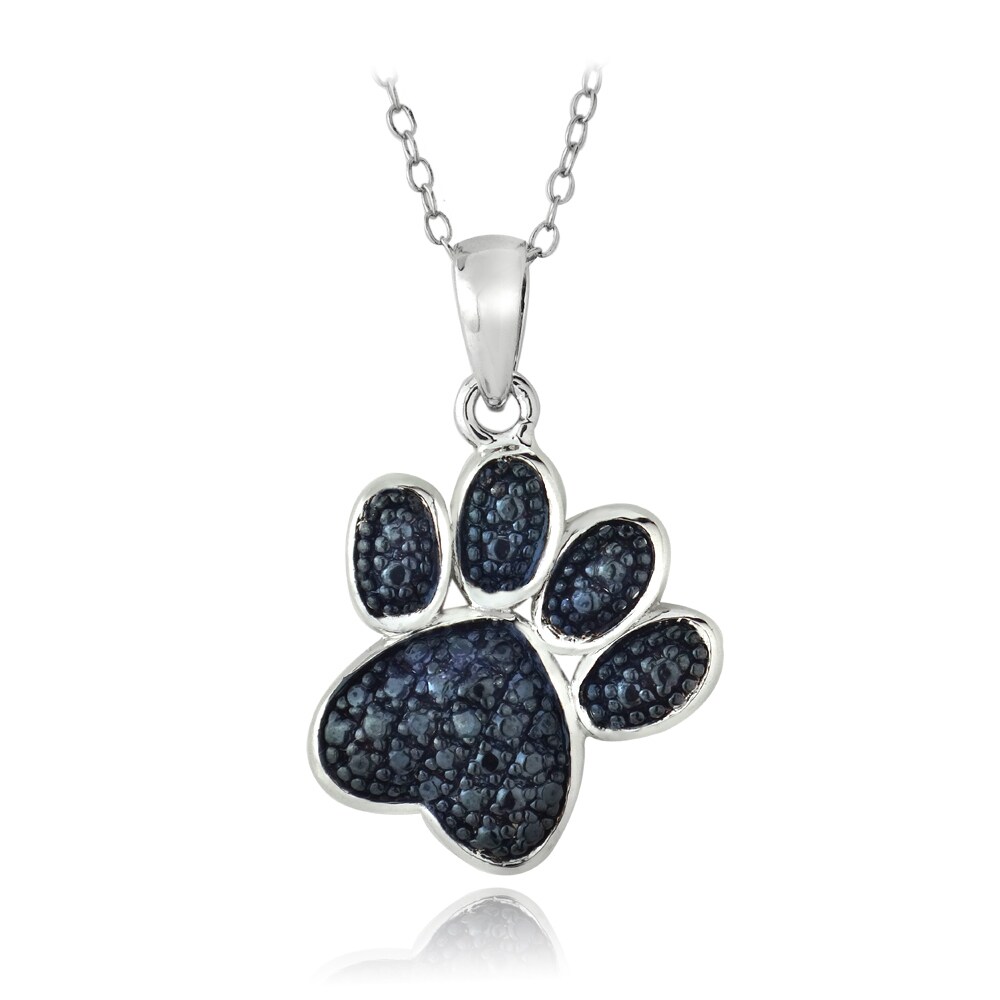 Silver Paw Heart Locket Real Diamond Pet Dog Sterling Silver All Chain Lengths Silver Paw Heart Locket Real Diamond Pet Dog Sterling Silver All Chain Lengths