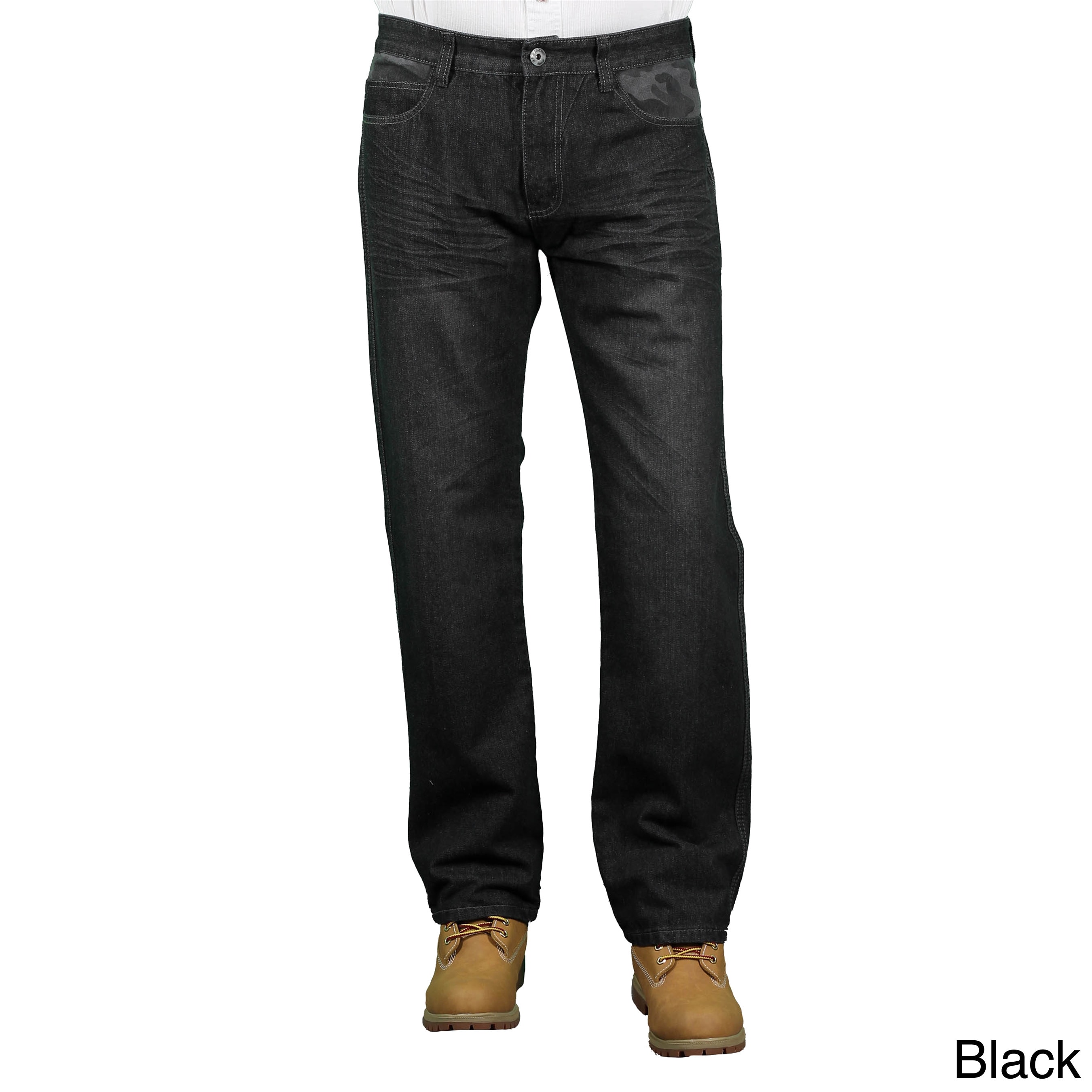 Mo7 Mens Slim Fit Camo Trim Denim Jeans