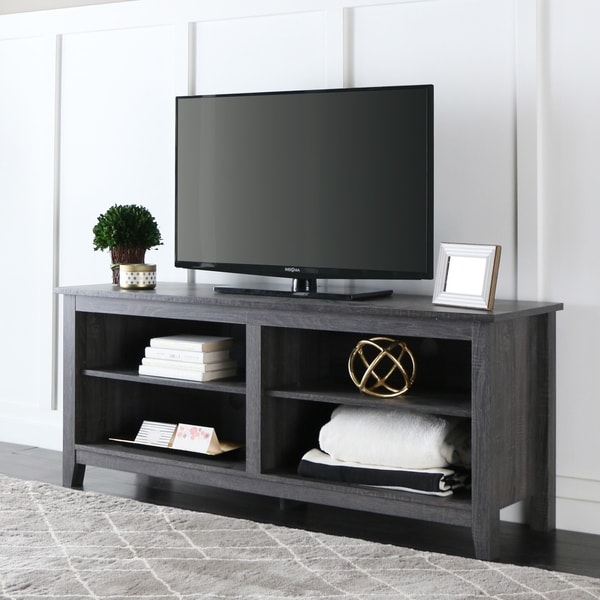 58-Inch Wood Charcoal Grey TV Stand
