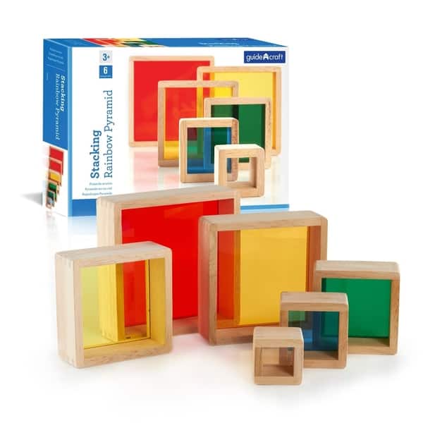 slide 2 of 5, Guidecraft Stacking Rainbow Pyramid - MultiColor