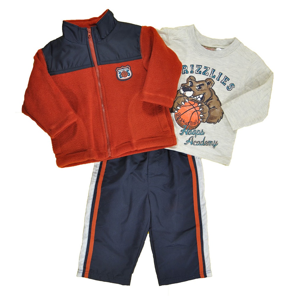 Kids Headquarters Boys Micro Fleece 2 piece Set In Burnt Orange