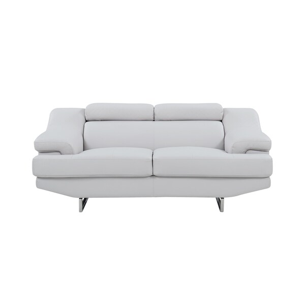Natalie Light Grey Bonded Leather Loveseat
