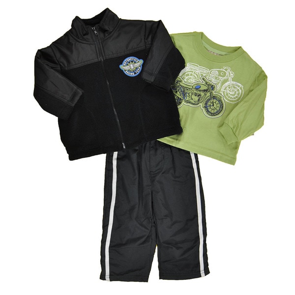 Kids Headquarters Boys' Black Micro Fleece 3 piece Set Boys' Matching Sets