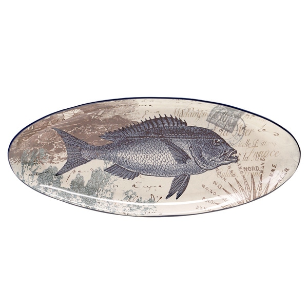 Coastal Postcards Fish Serving Platter Free Shipping On Orders Over