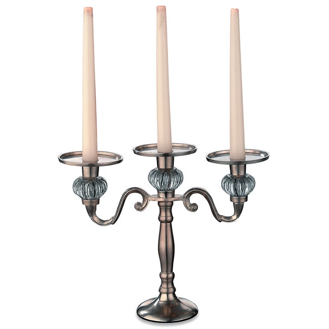 10 inch Pewter Three Flame Candelabra