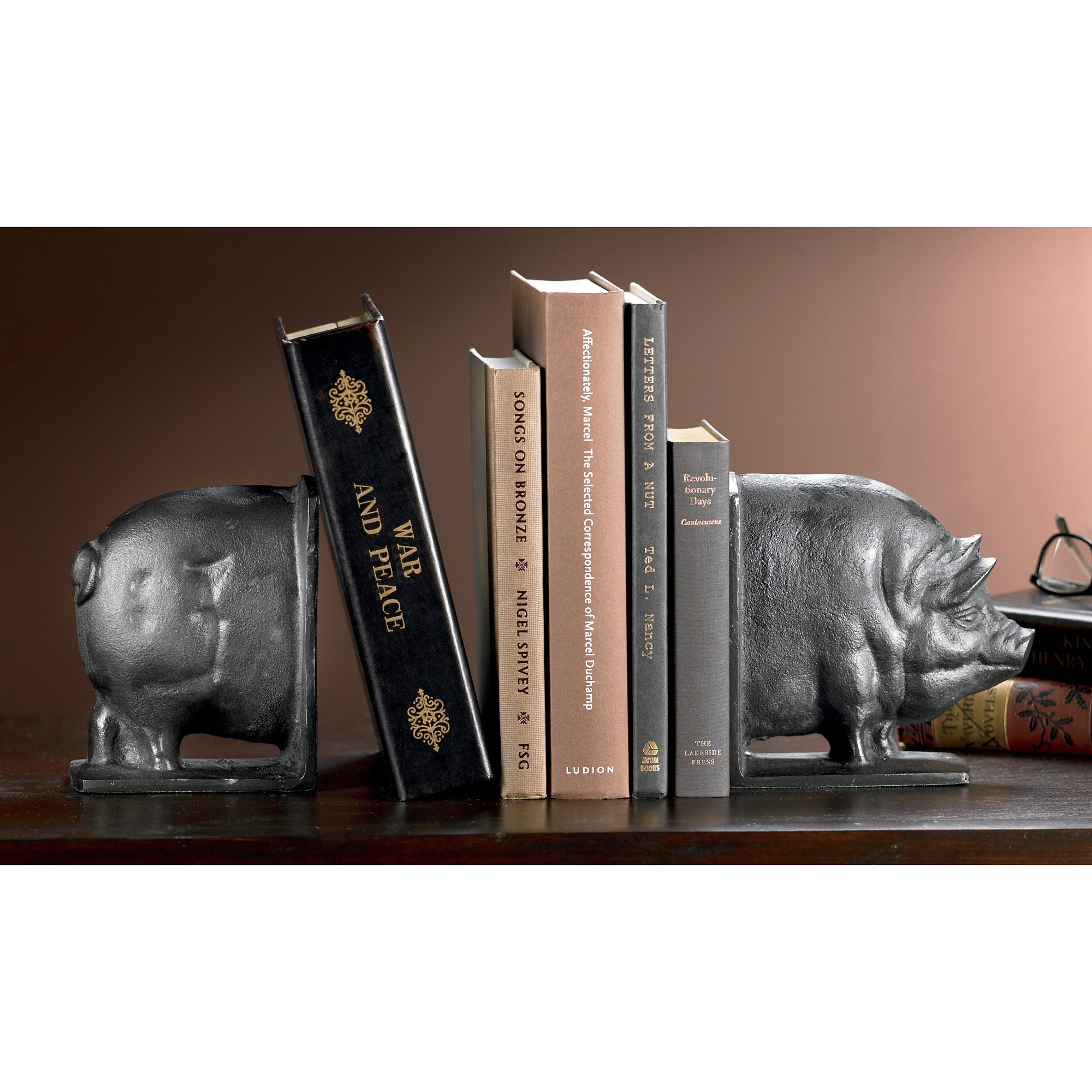 Smiling Swine Cast Iron Bookends