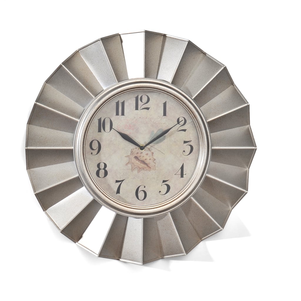 Elements 20-inch Silver Fan Wall Clock