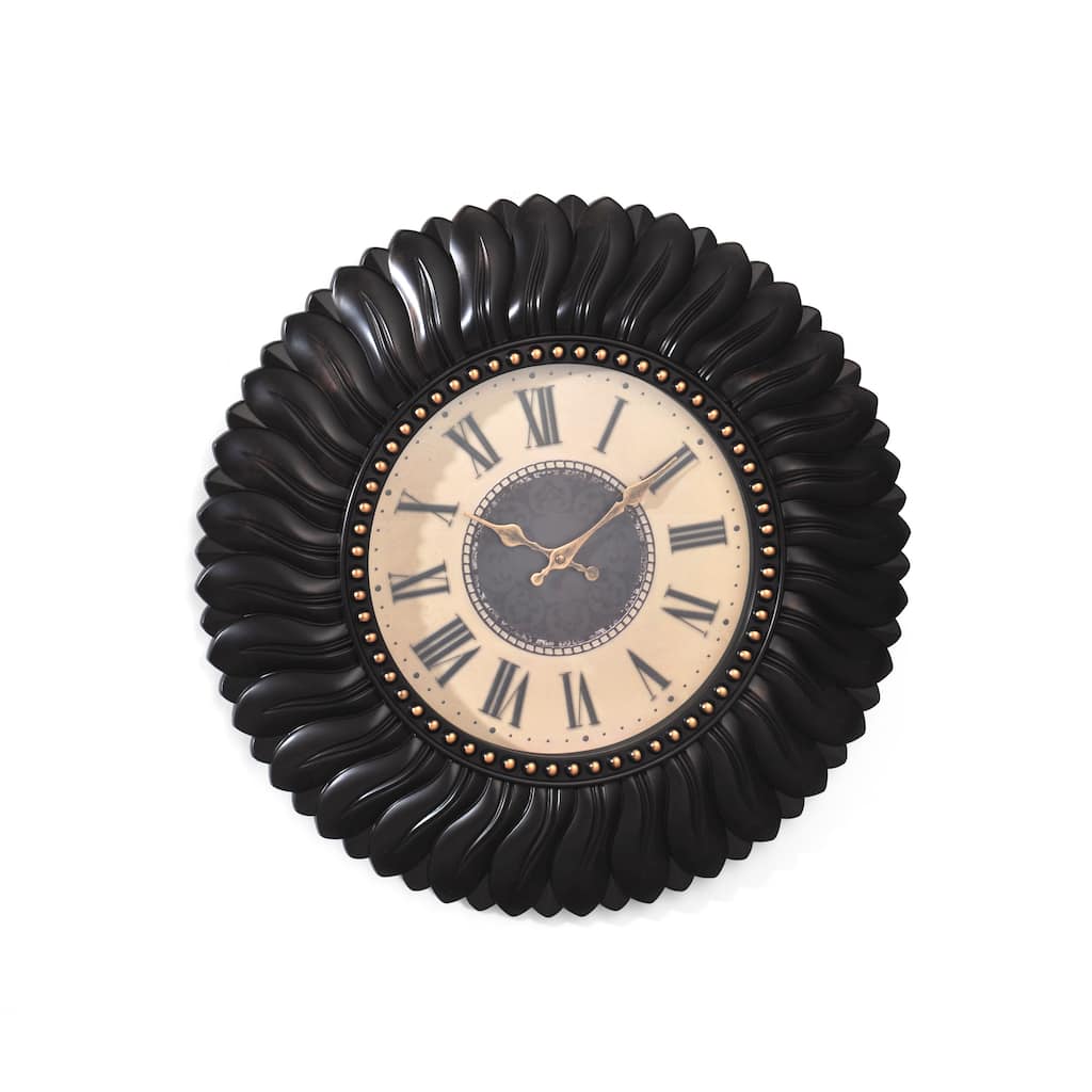 Elements 22-inch Black Feather Wall Clock