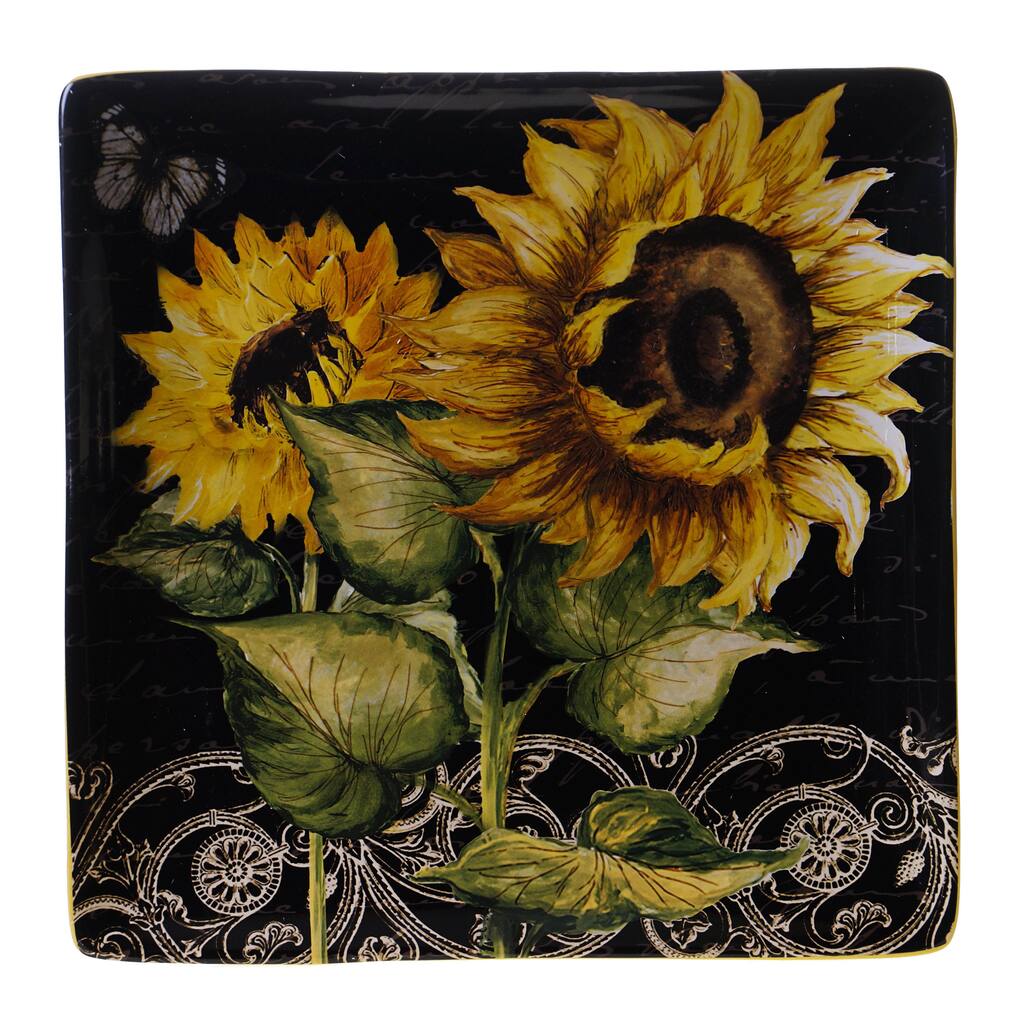 Certified International French Sunflowers 12.5-inch Square Platter