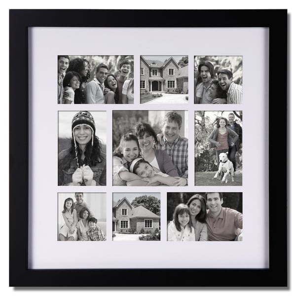Shop Adeco 9-opening Black Wooden Photo Collage Frame - Free Shipping ...
