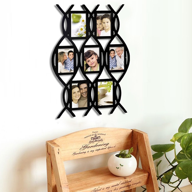 Adeco Adeco 7 opening Lace Style Picture Collage Frame Black Size 4x6