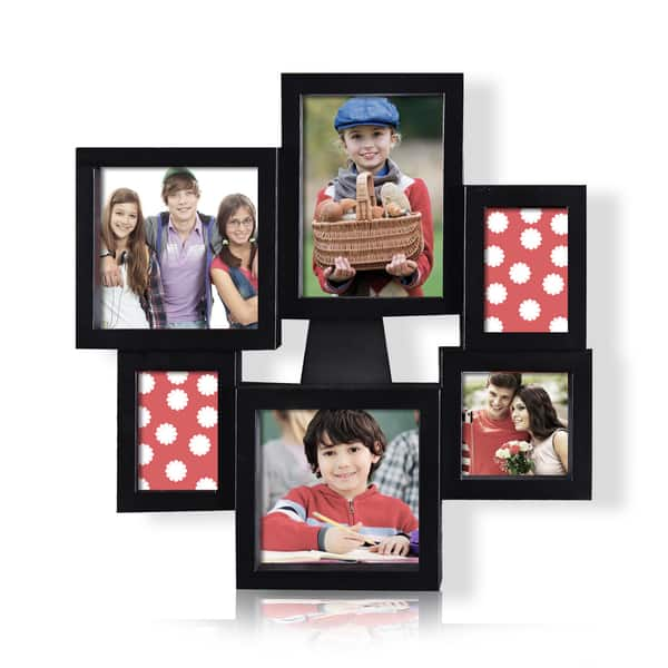 Adeco 6-opening Black Plastic Photo Collage Frame - Bed Bath & Beyond ...