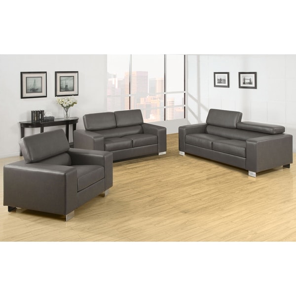 Furniture of America Fash Contemporary Grey 3-piece Sofa Set
