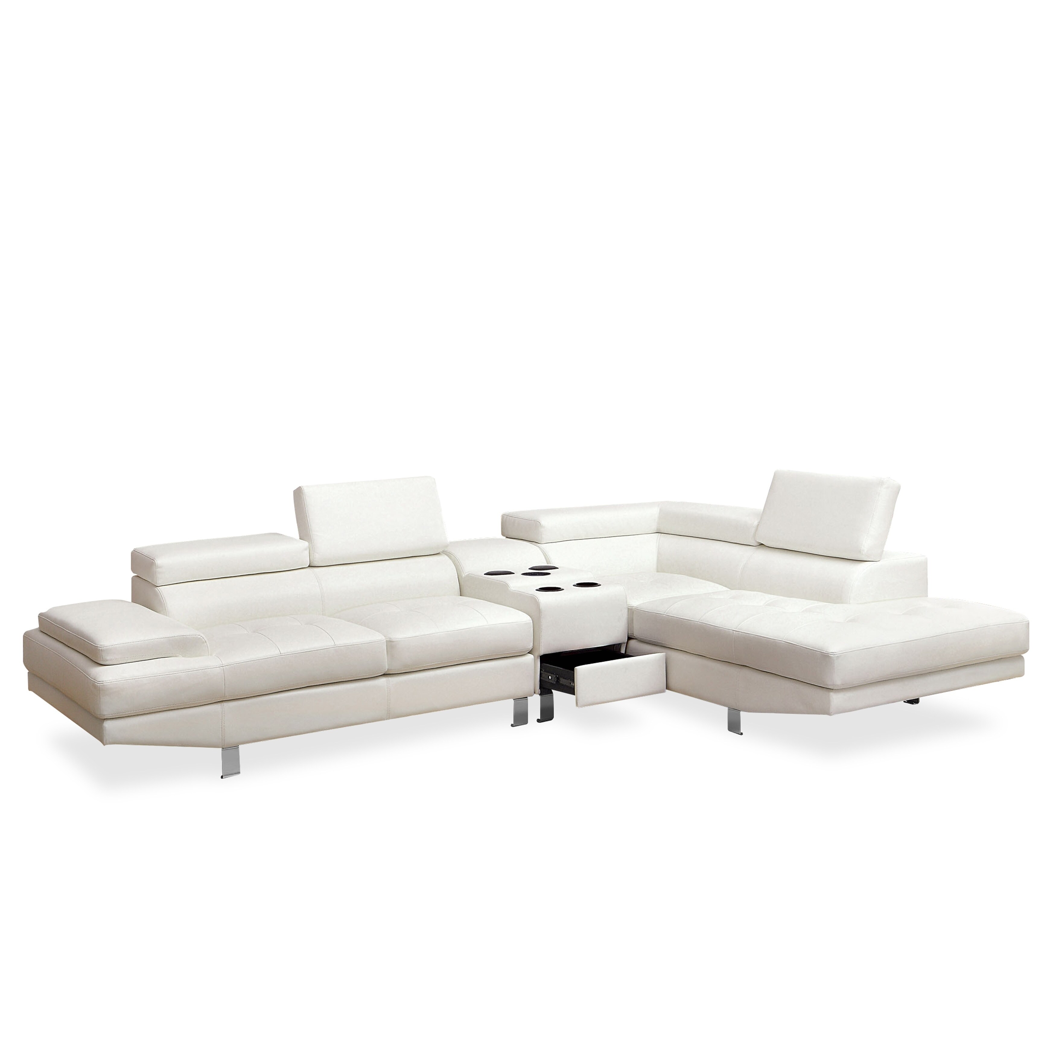 Buy Jane 38 Inch Sectional Armless Chair, Plush Cushioned Back, Off White  By Casagear Home