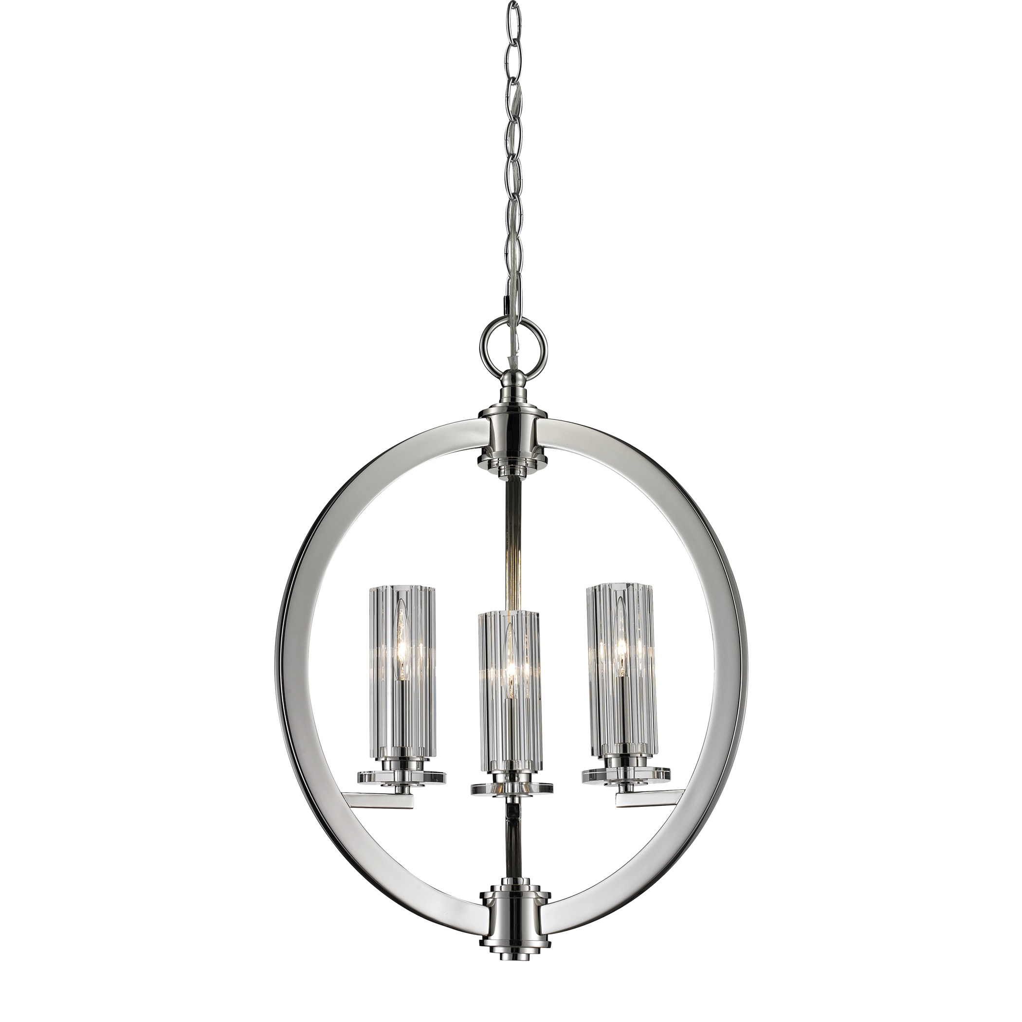 Lindisfarne 3 light Polished Nickel Chandelier