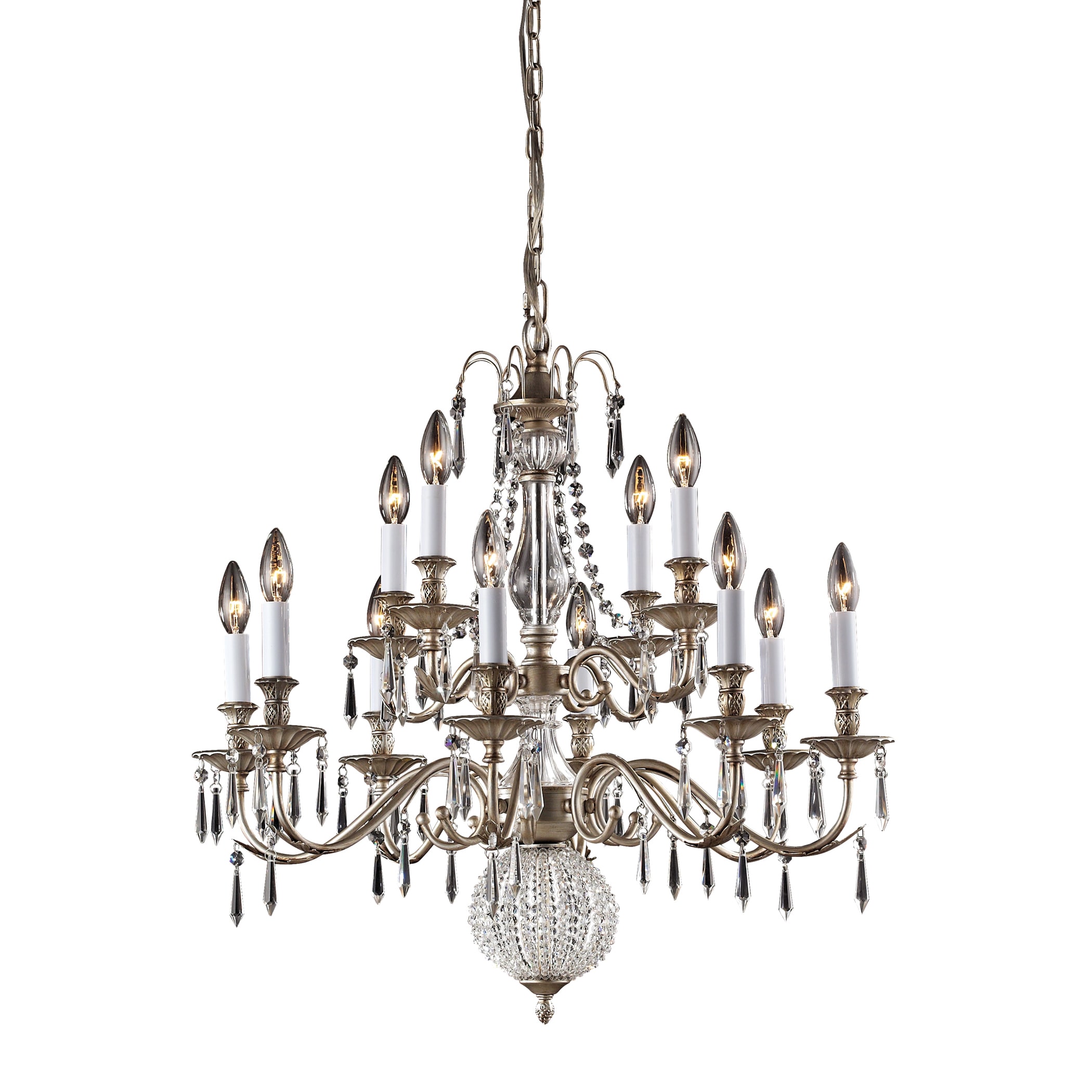 Elk Lighting Hereford 12 light Crystal Aged Silver Chandelier