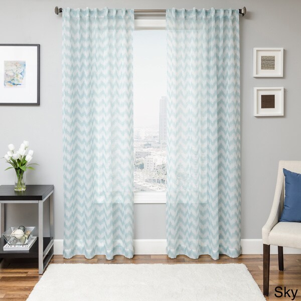 Fleur Chevron Back Tab Sheer Curtain Panel 16260893 Shopping Great Deals on