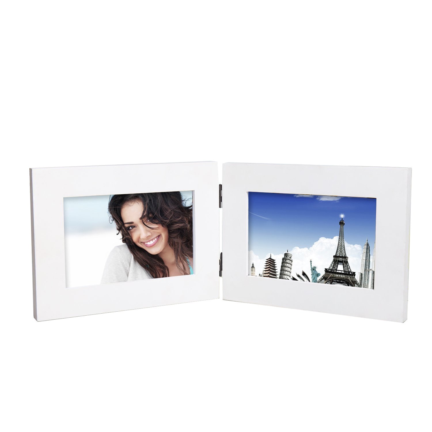 Adeco Adeco White Double photo Solid Wood Photo Frame White Size 4x6