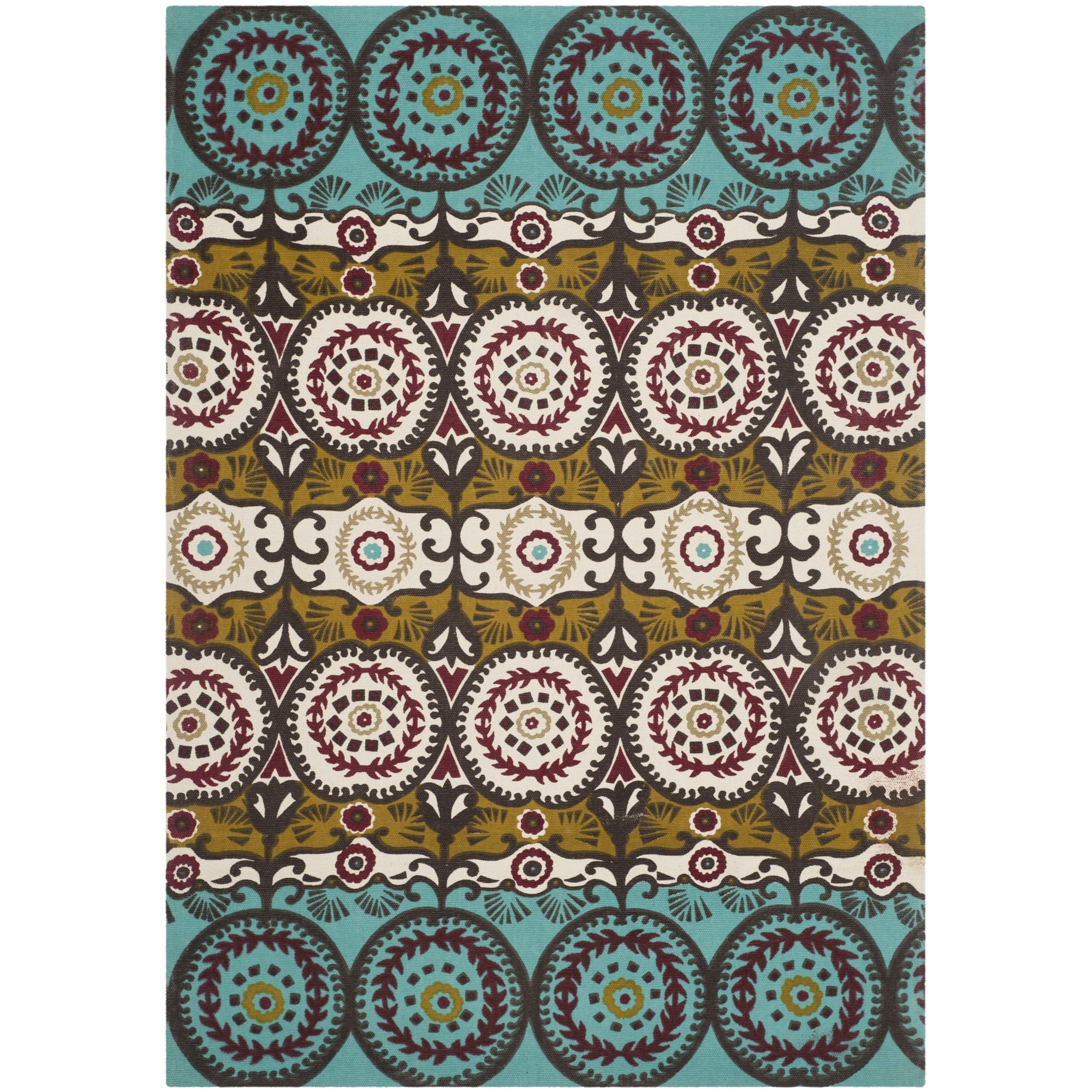 Safavieh Hand loomed Cedar Brook Turquoise/ Burgundy Cotton Rug (4 X 6)