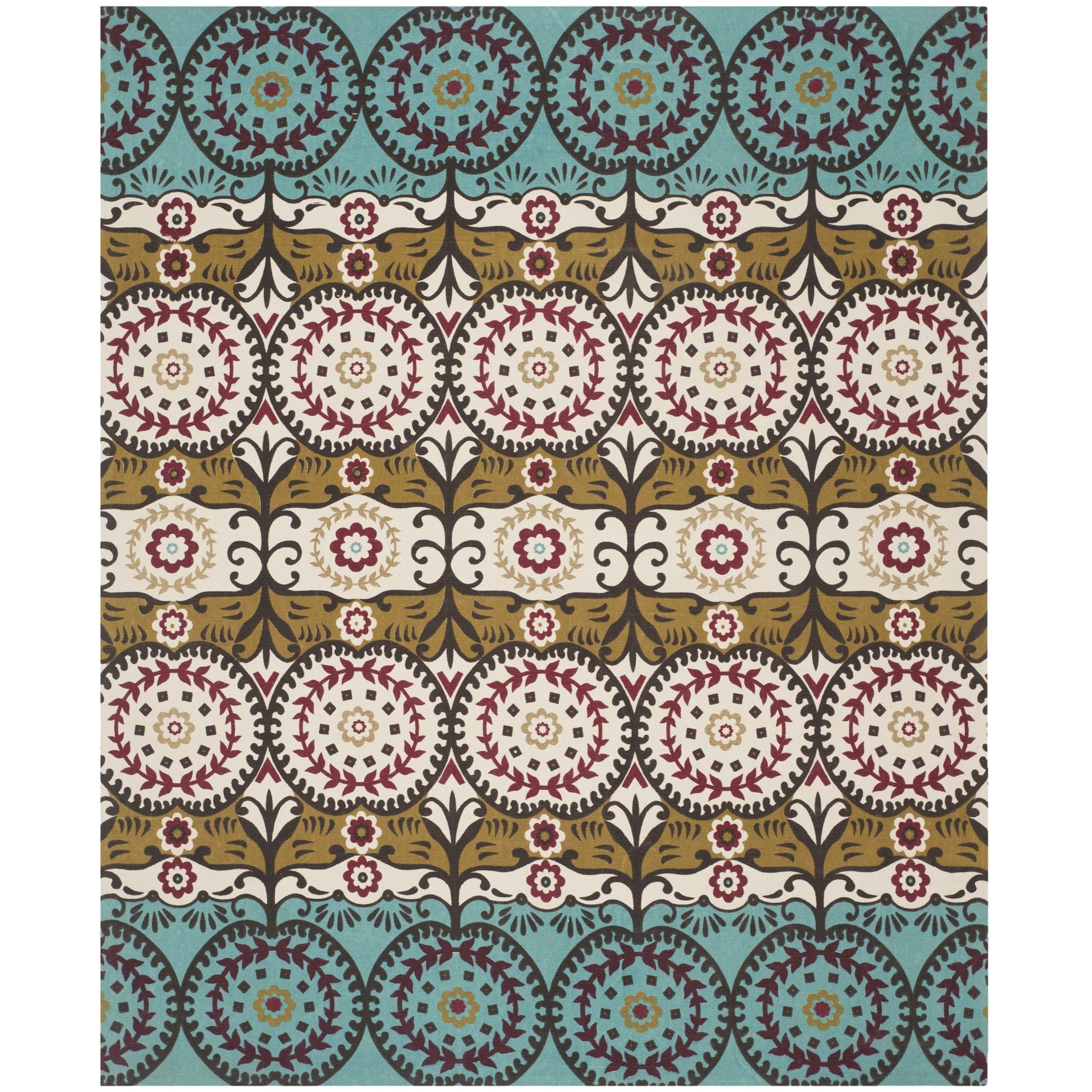 Safavieh Hand loomed Cedar Brook Turquoise/ Burgundy Cotton Rug (73 X 93)