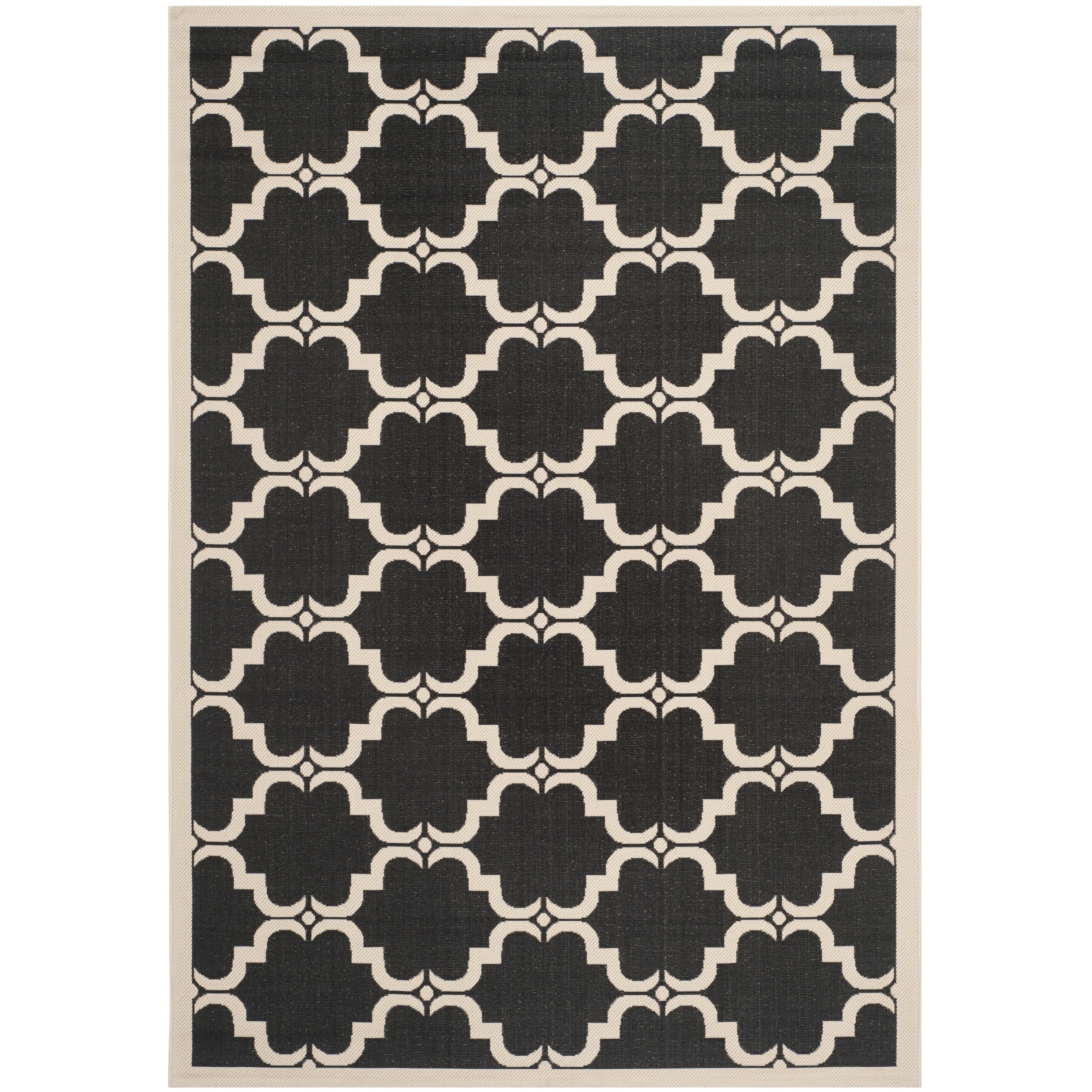 Safavieh Indoor/ Outdoor Moroccan Courtyard Black/ Beige Rug (4 X 57)