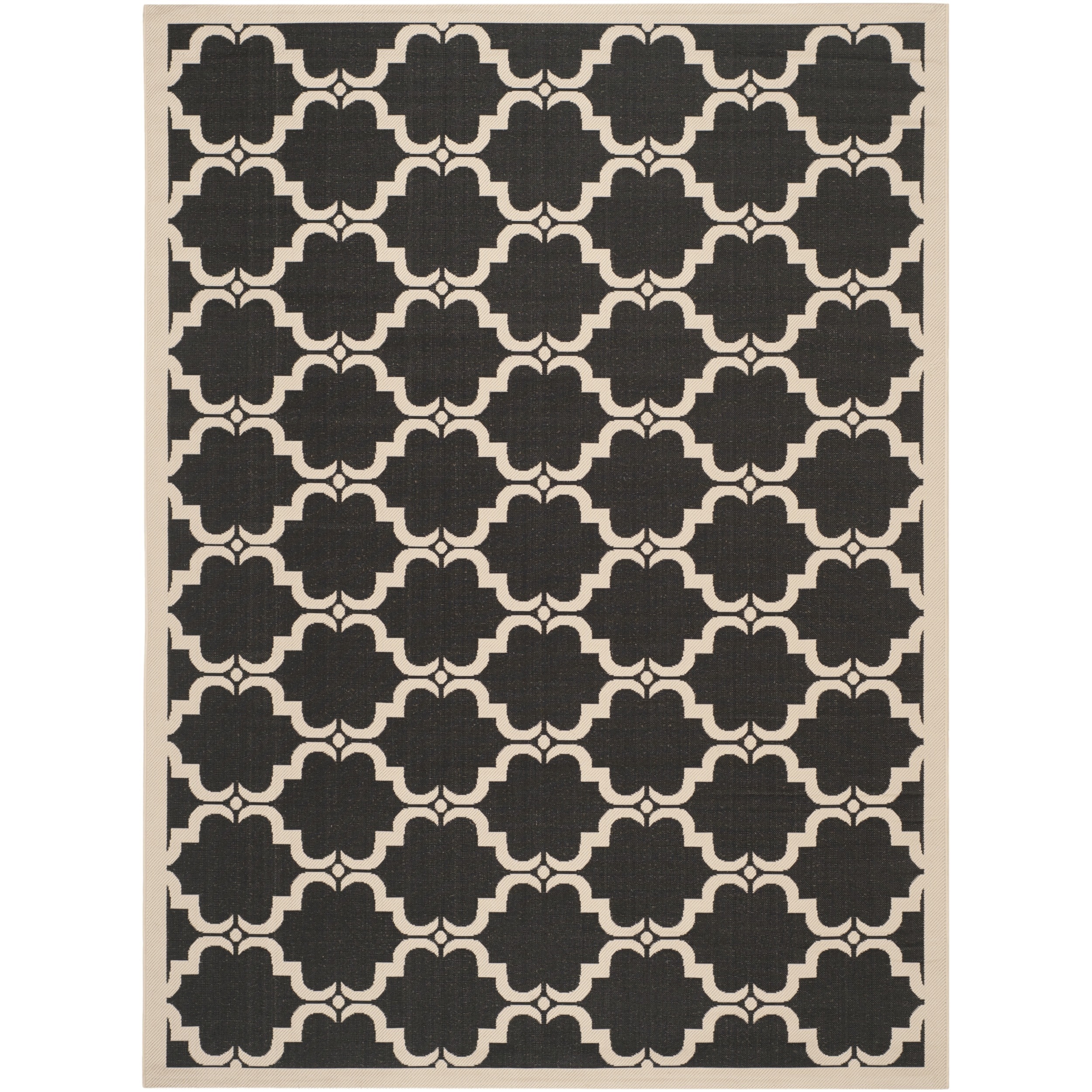 Safavieh Indoor/ Outdoor Moroccan Courtyard Black/ Beige Rug (8 X 11)