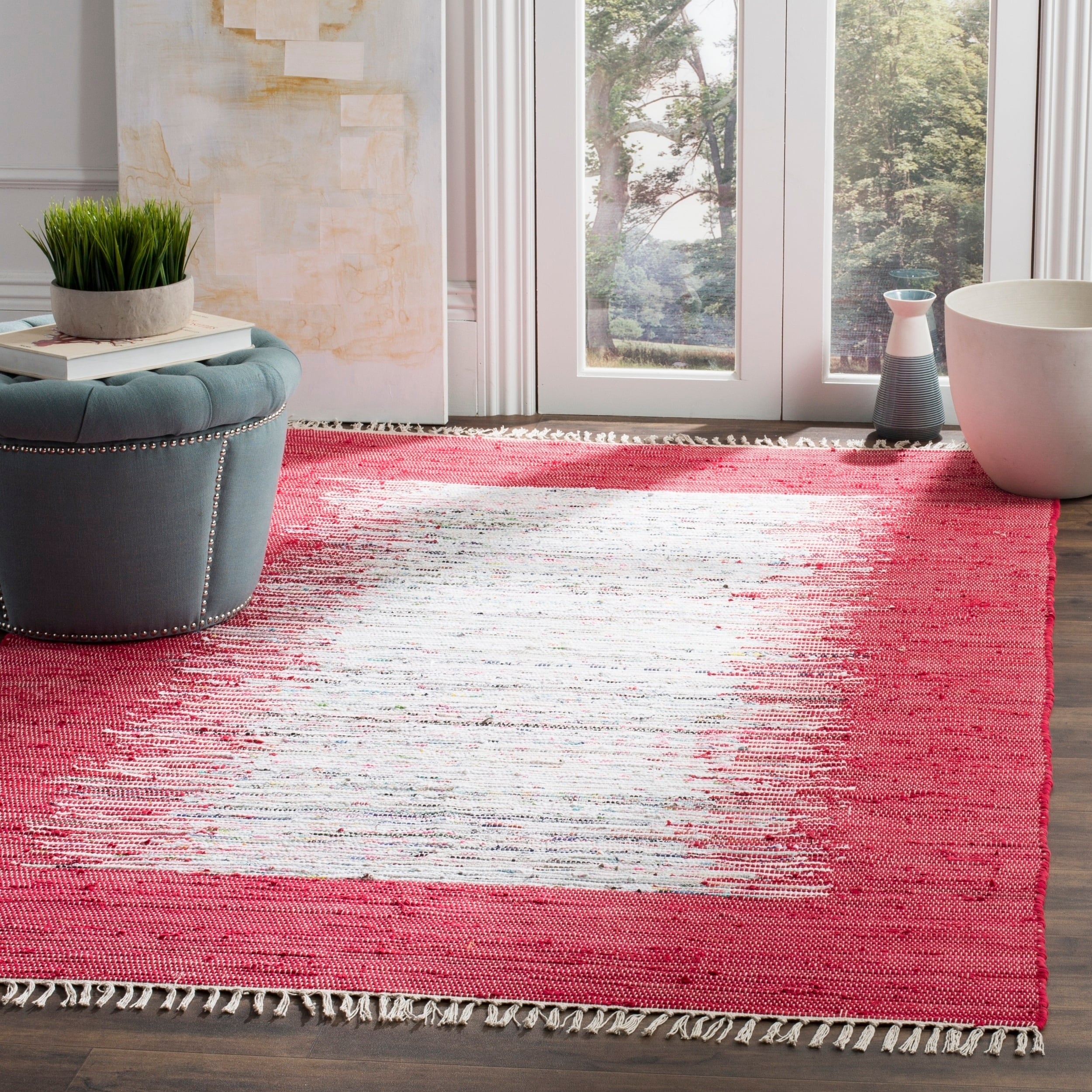 Safavieh Hand woven Montauk Ivory/ Red Cotton Rug (4 X 6)