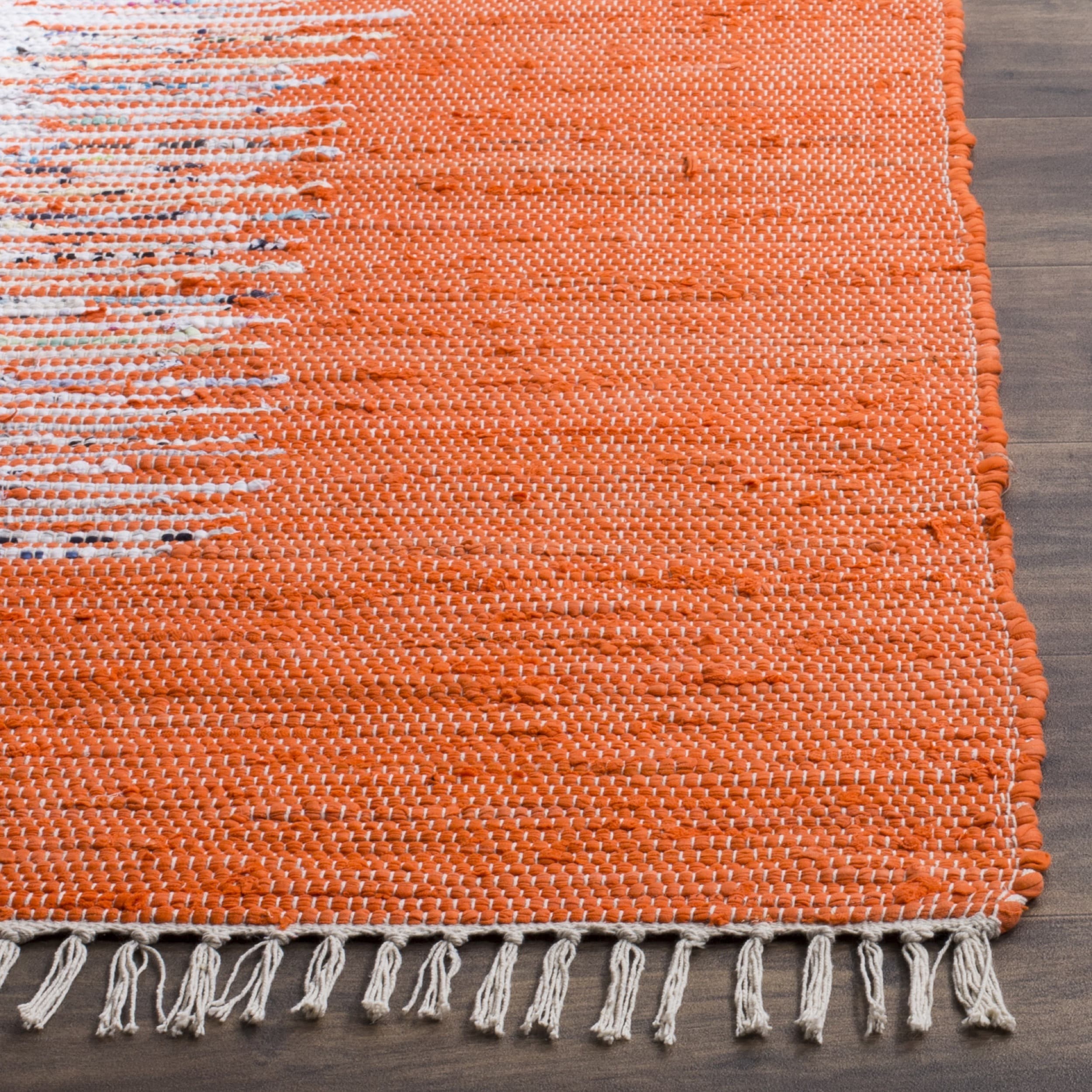 Safavieh Hand woven Montauk Ivory/ Orange Cotton Rug (4 X 6)