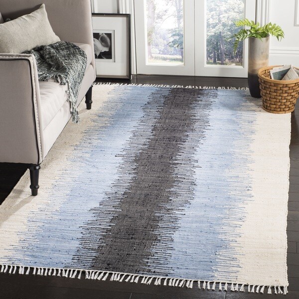 Safavieh Hand-woven Montauk Grey/ Black Cotton Rug - 8' x 10'