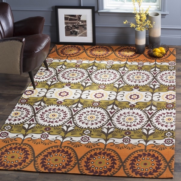 Safavieh Hand-loomed Cedar Brook Orange/ Red Cotton Rug - 7'3 x 9'3