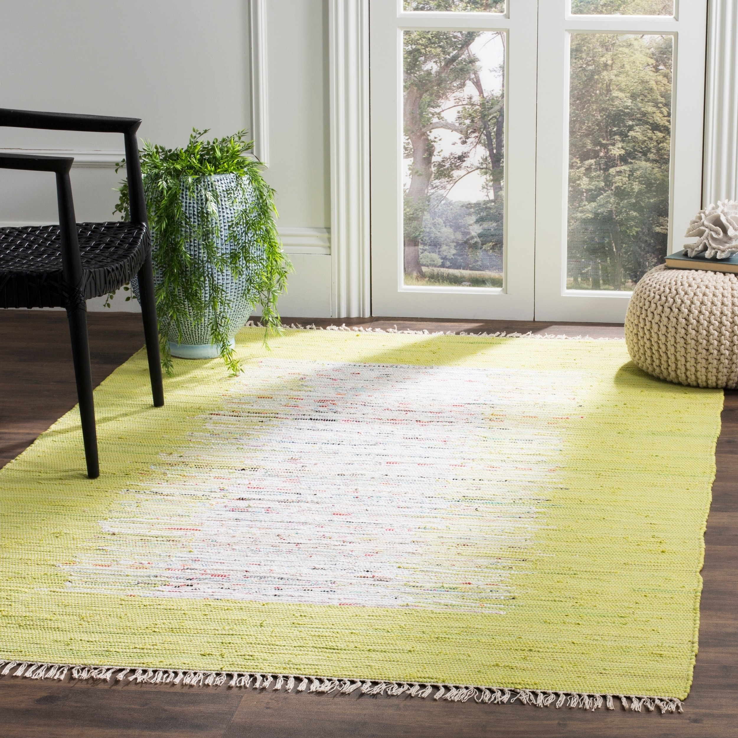 Safavieh Hand woven Montauk Ivory/ Teal Cotton Rug (4 X 6)