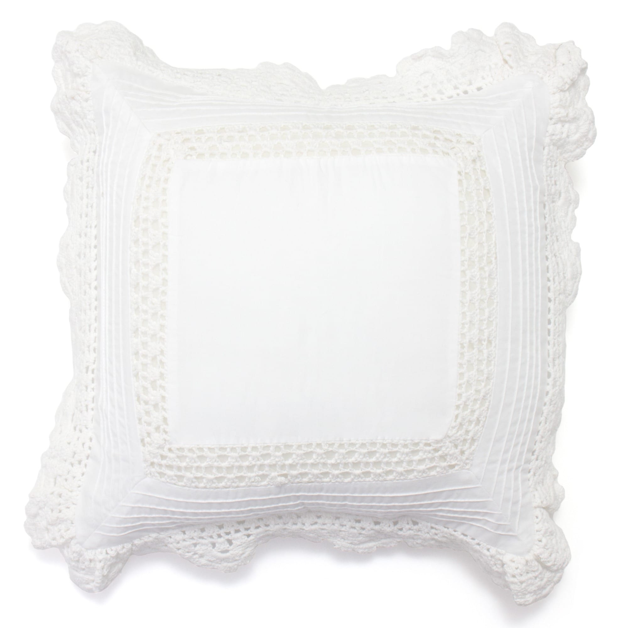 Cottage Home Bella Crochet Cotton Pillow White Size 18 x 18