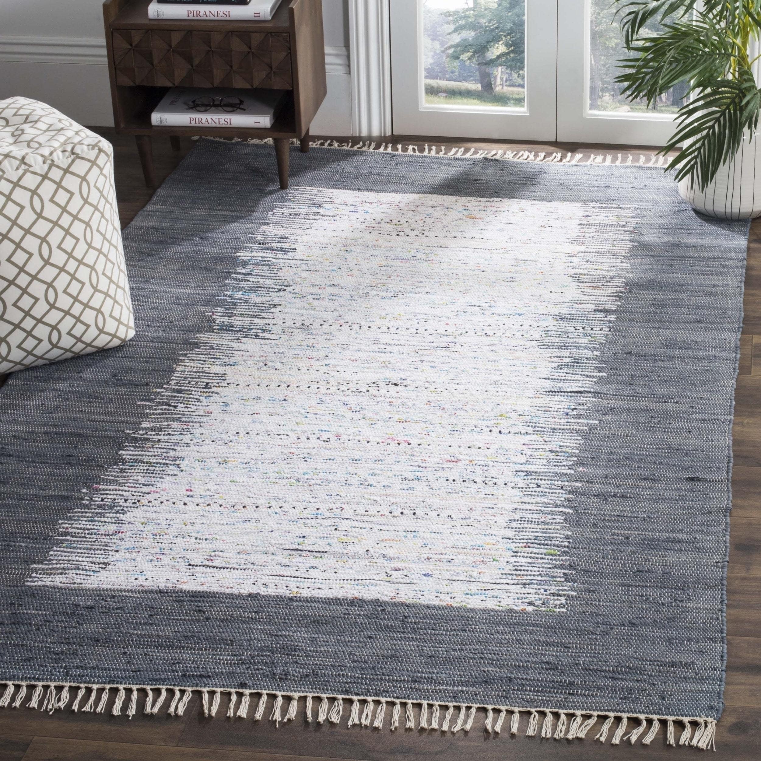 Safavieh Hand woven Montauk Ivory/ Grey Cotton Rug (8 X 10)