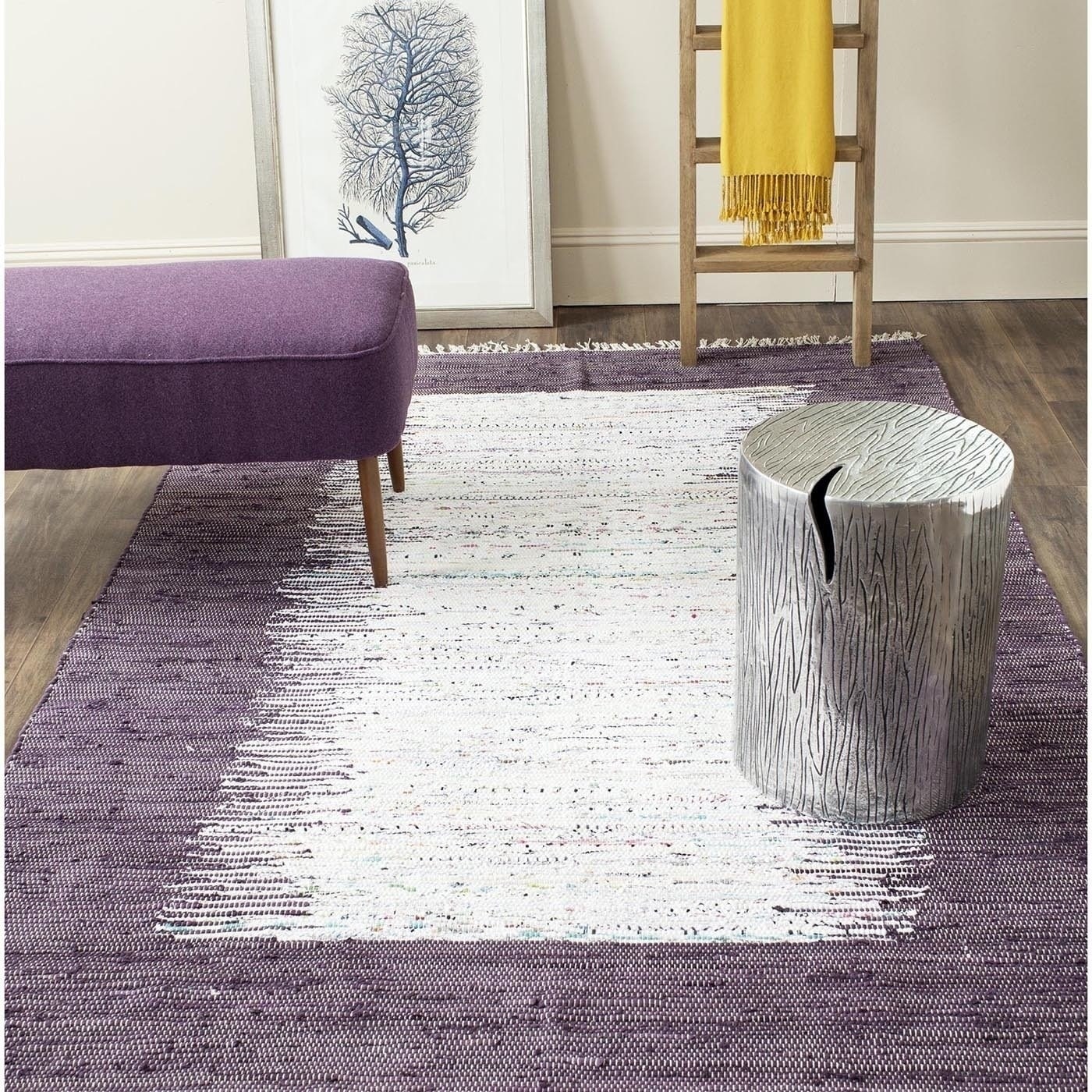 Safavieh Hand woven Montauk Ivory/ Purple Cotton Rug (4 X 6)