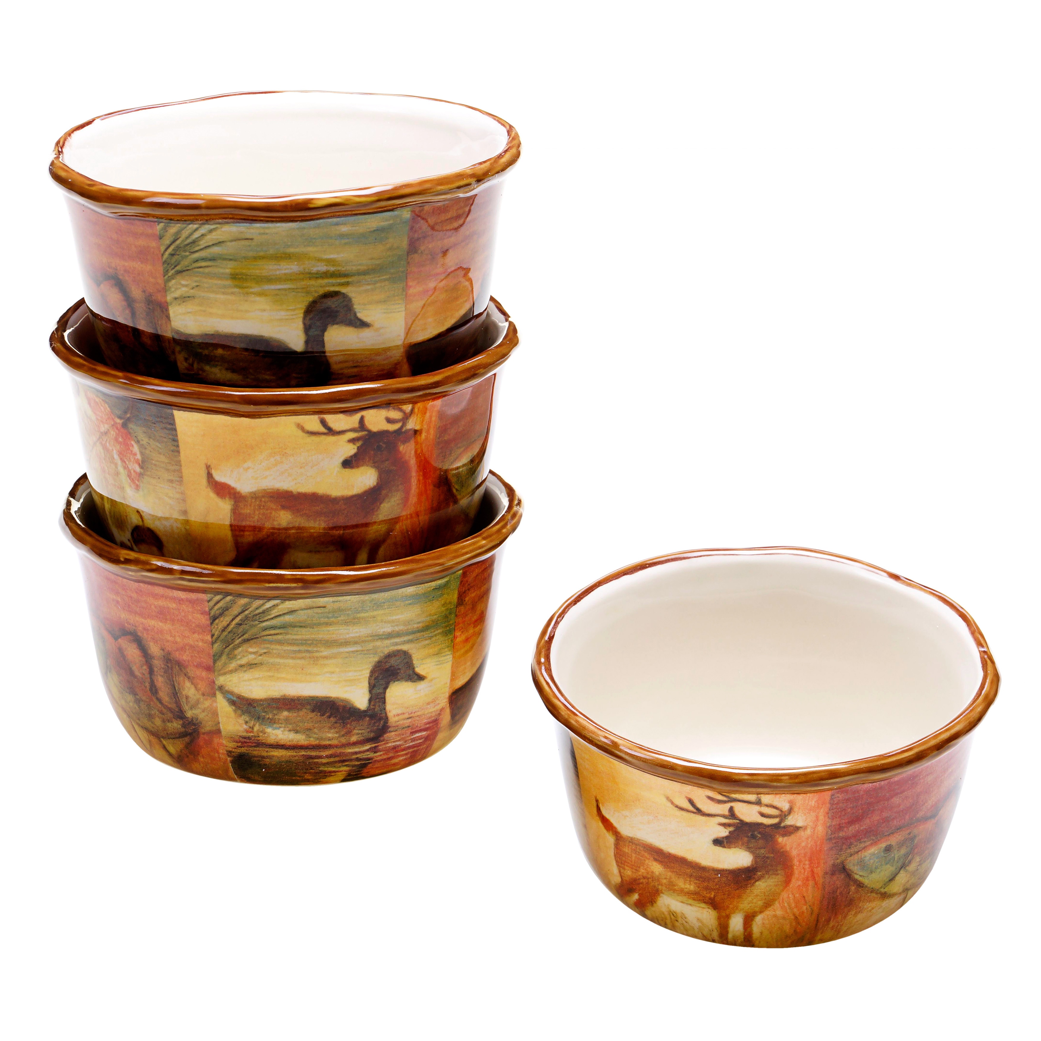 Hand painted Lakeside Lodge 5.5 inch Ceramic Ice Cream Bowls (set Of 4)