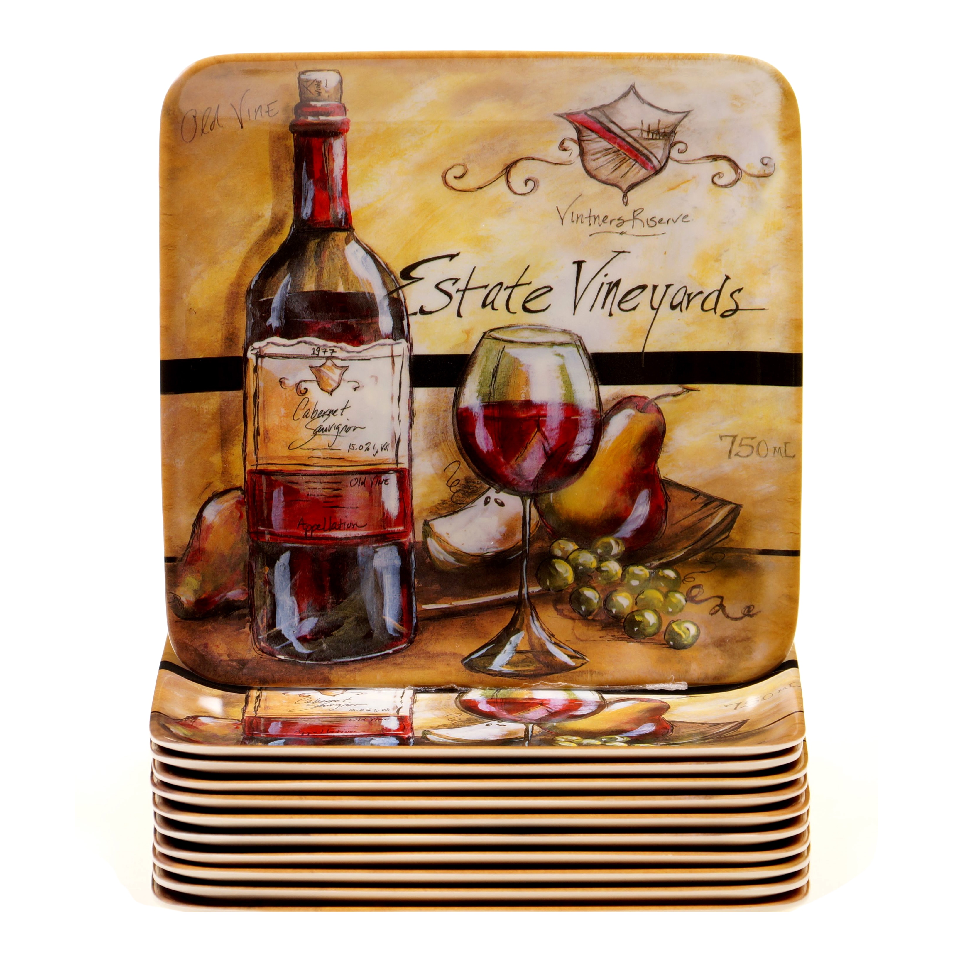 Certified International Estate Wine 6 inch Melamine Canape Plates (set Of 12)