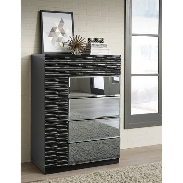 Shop Manhattan Modern Black High Gloss 5 Drawer Chest Free