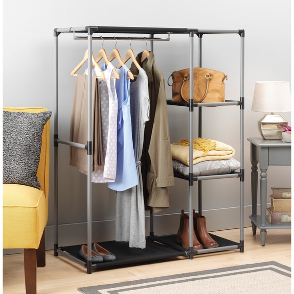 Whitmor wide portable wardrobe clothes closet organizer best sale with rack