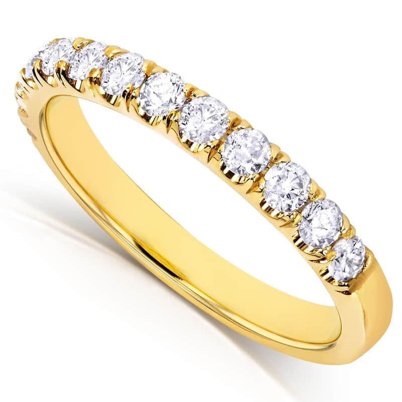 Kobelli 0.50 Carats Natural Diamond 14k Solid Gold Comfort Fit Flame French Pavé Lyon Ring