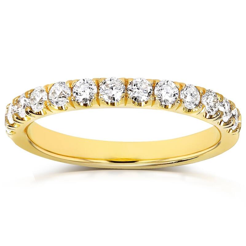 Kobelli 0.50 Carats Natural Diamond 14k Solid Gold Comfort Fit Flame French Pavé Lyon Ring - 10 - Yellow