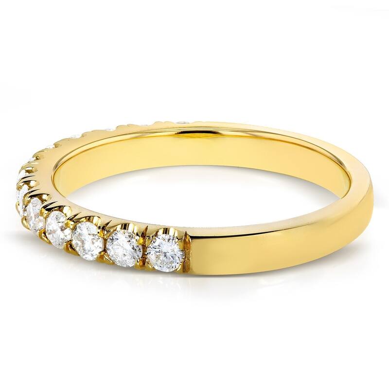 Kobelli 0.50 Carats Natural Diamond 14k Solid Gold Comfort Fit Flame French Pavé Lyon Ring