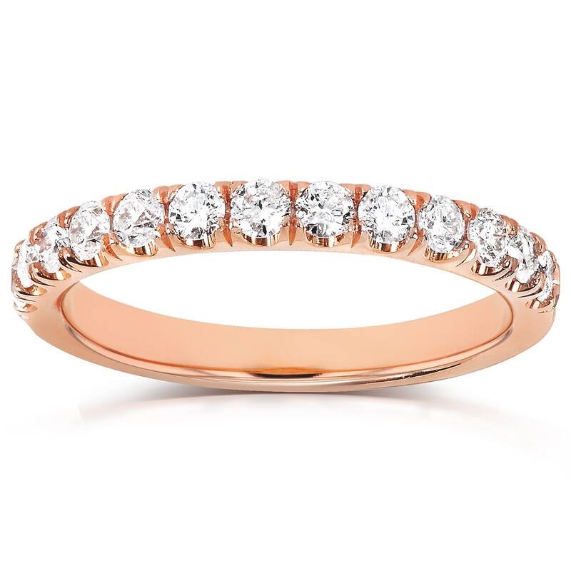 Kobelli 0.50 Carats Natural Diamond 14k Solid Gold Comfort Fit Flame French Pavé Lyon Ring - 7 - Rose