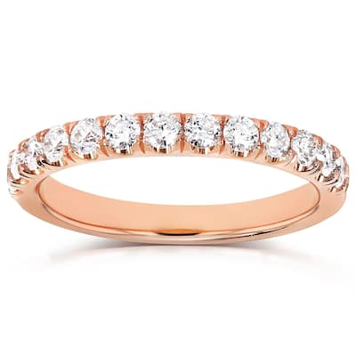 Kobelli 0.50 Carats Natural Diamond 14k Solid Gold Comfort Fit Flame French Pavé Lyon Ring