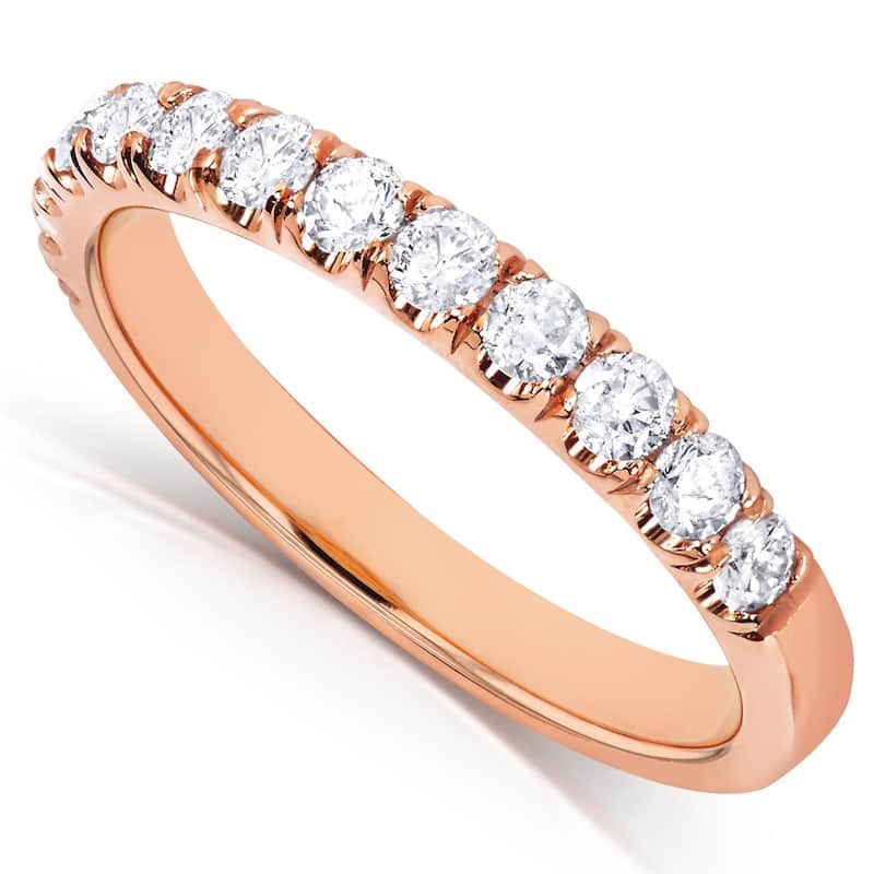 Kobelli 0.50 Carats Natural Diamond 14k Solid Gold Comfort Fit Flame French Pavé Lyon Ring