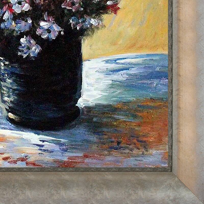 La Pastiche Claude 'Vase of Flowers' Hand Painted Framed Canvas