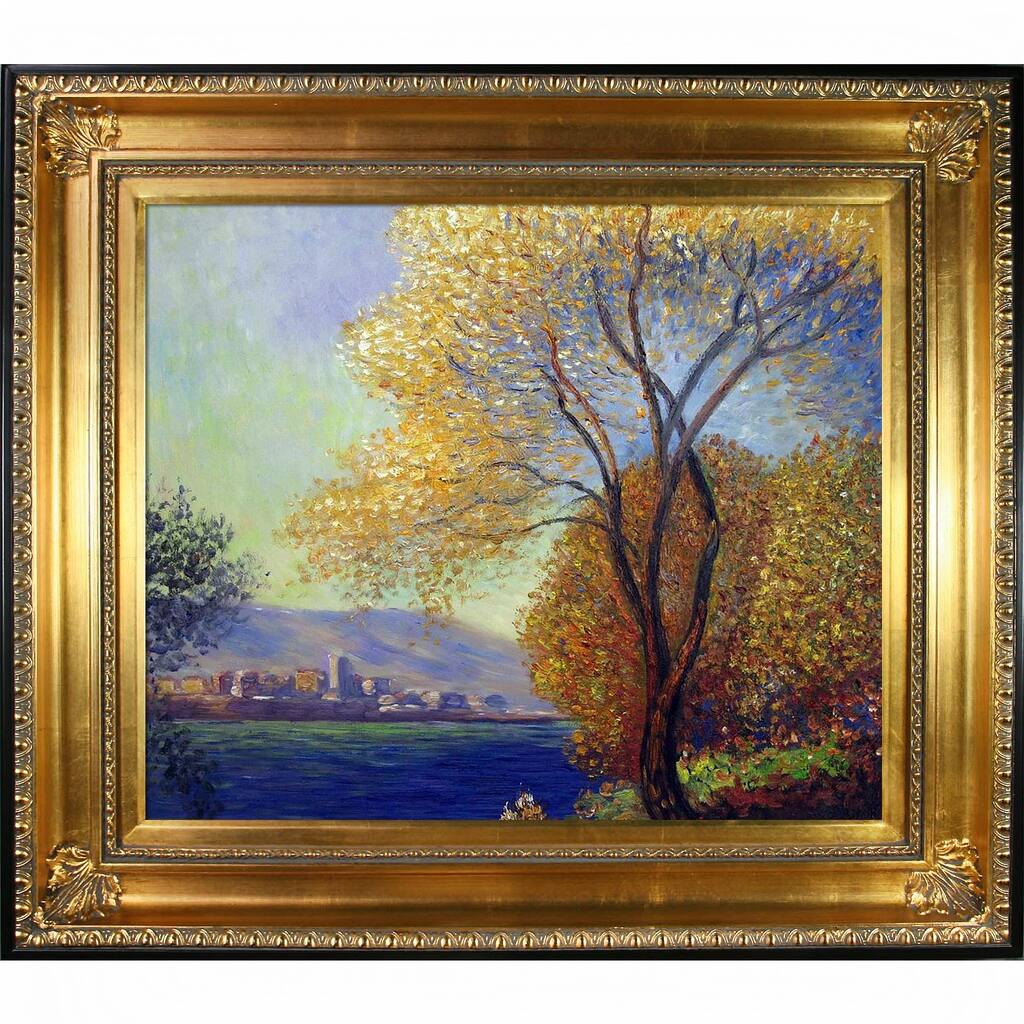 La Pastiche Claude Monet 'Antibes, View of Salis' Hand Painted Framed Canvas Art