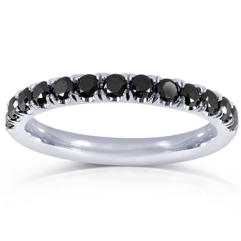 Kobelli 0.5 Carat Black Diamond Solid 14k Gold Flame Pavé Lyon Ring - 11 - White
