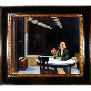 La Pastiche Edward Hopper 'automat' Hand Painted Framed Canvas Art 