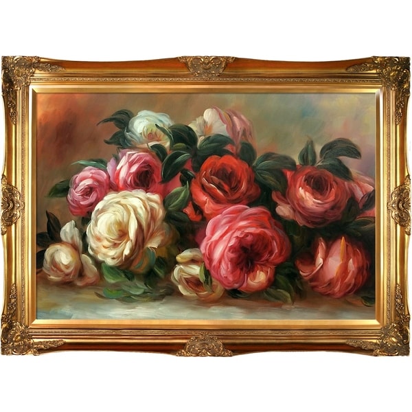 Pierre-Auguste Renoir 'Discarded Roses' Hand Painted Framed Canvas Art