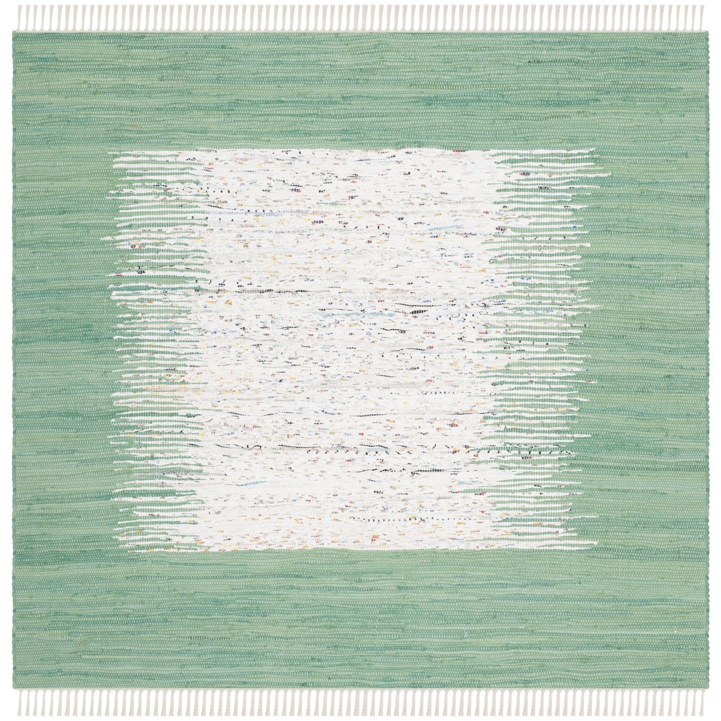 Safavieh Hand woven Montauk Ivory/ Green Cotton Rug (6 Square)